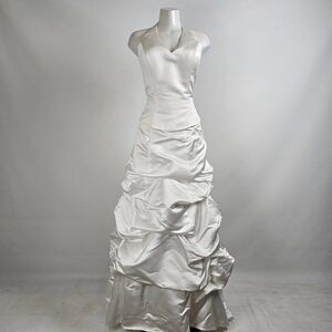 Vintage Mori Lee White Halter Neck Pickup Skirt 2 Pc Wedding Dress Size 15/16